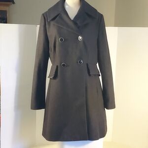 Betsey Johnson Black Wool Blend Double Breasted Peacoat size 12